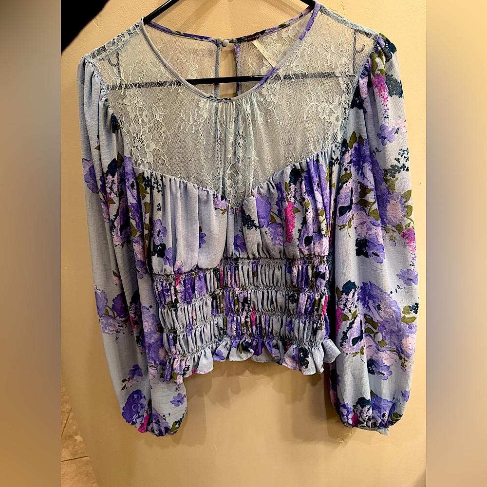 Free People Daphne smocked top size Large